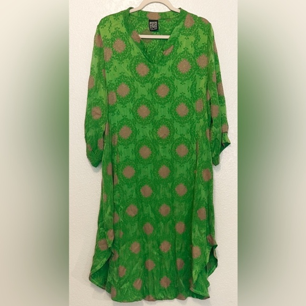 Pont Neuf Green Midi Silky Dress EUC L